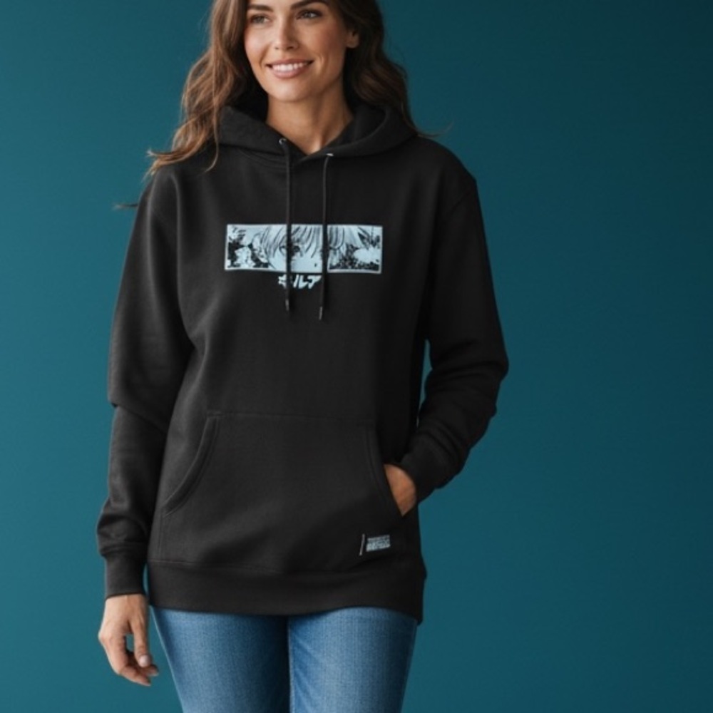Hypeland Hunter collab Black Anime Graphic Hoodie